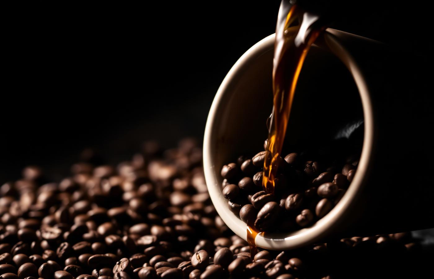 Coffee beans being poured